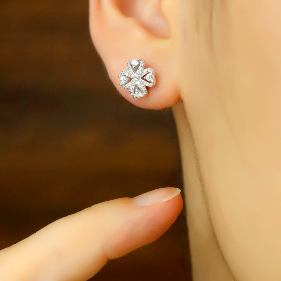 14k Gold 0.40 Ct Natural H Diamond Earrings - 5