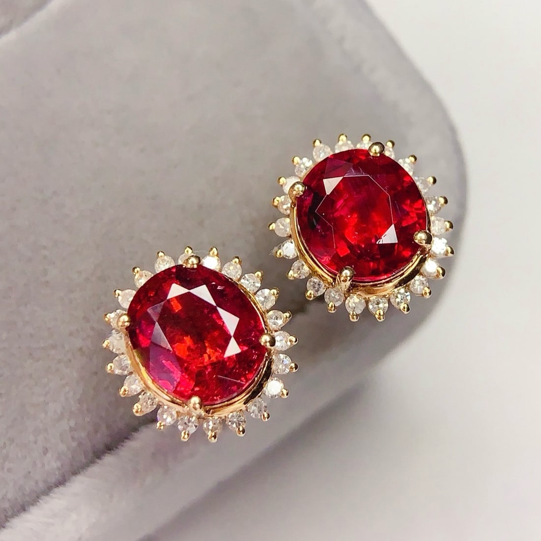 14k Gold 3.8 Ct Natural Tourmaline & Diamond Earrings - 5
