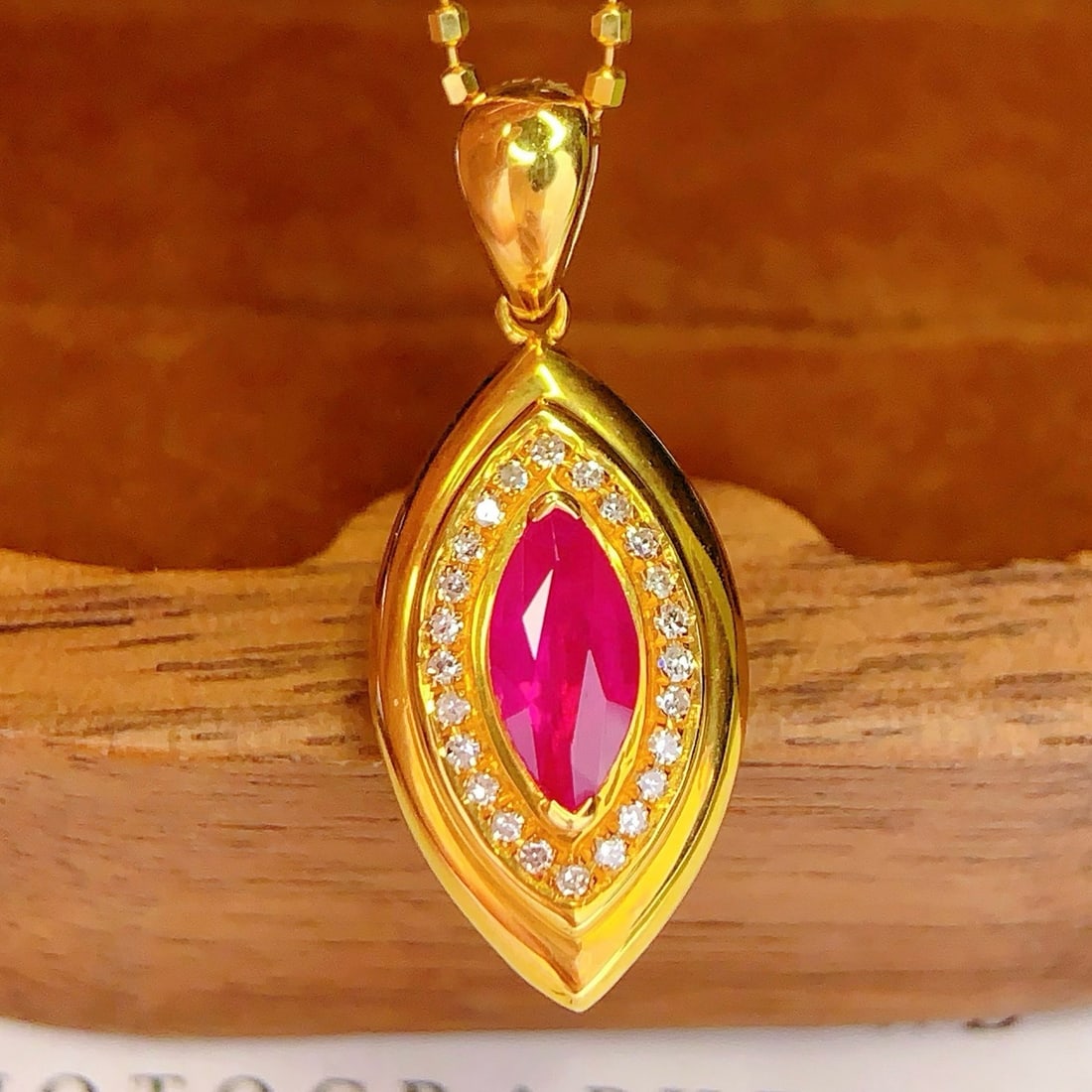 14k Gold 0.8 Ct Natural Ruby & Diamond Pendant( Without Chain ) - 5