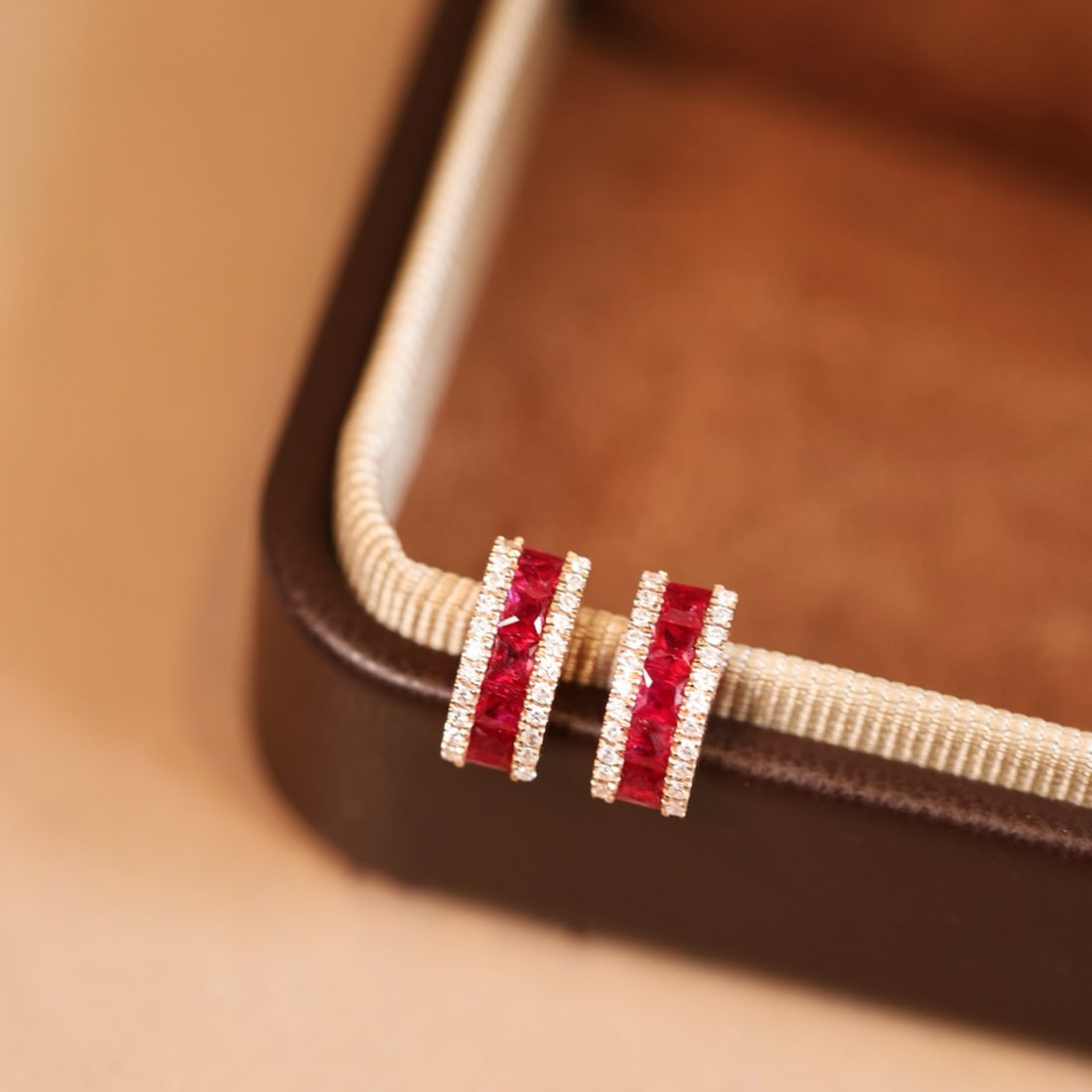 14k Gold 0.93 Ctw Vivid Red Natural Ruby & Diamond Earrings - 2