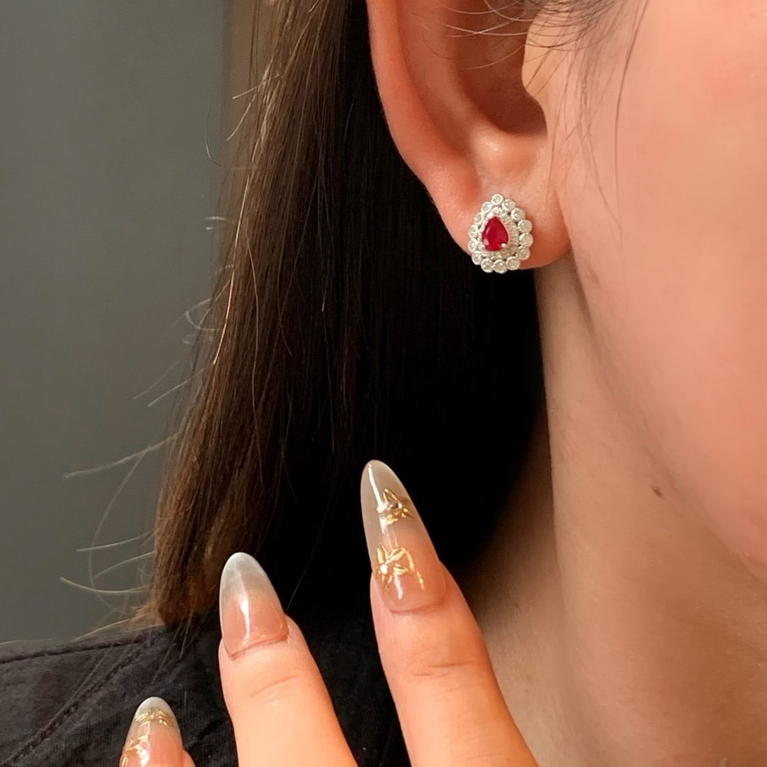 14k Gold 1.36 Ctw Vivid Red Natural Ruby & Diamond Earrings - 4
