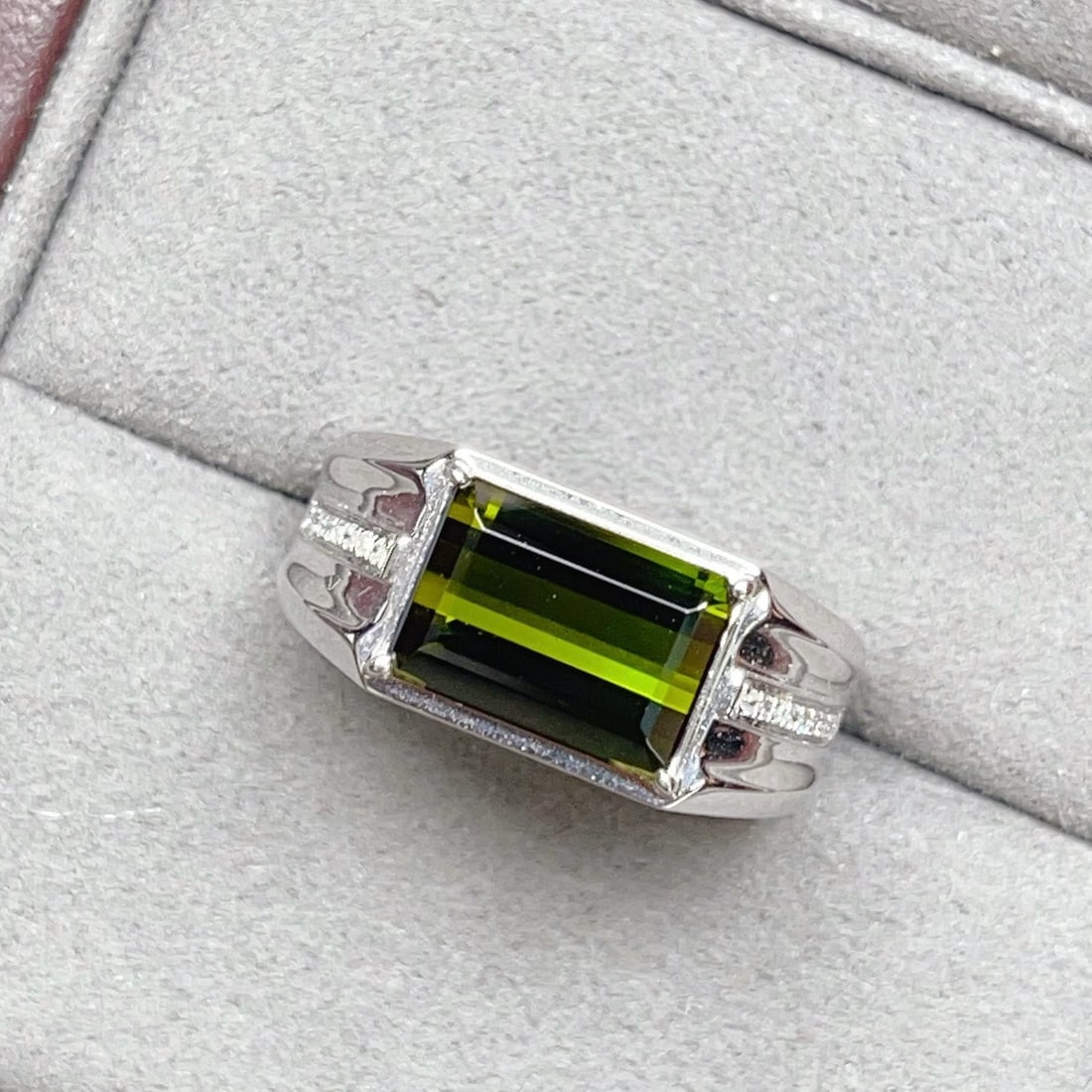 14k Gold 4.19 Ctw Natural Tourmaline & Diamond & Men¡¯s Ring - 2