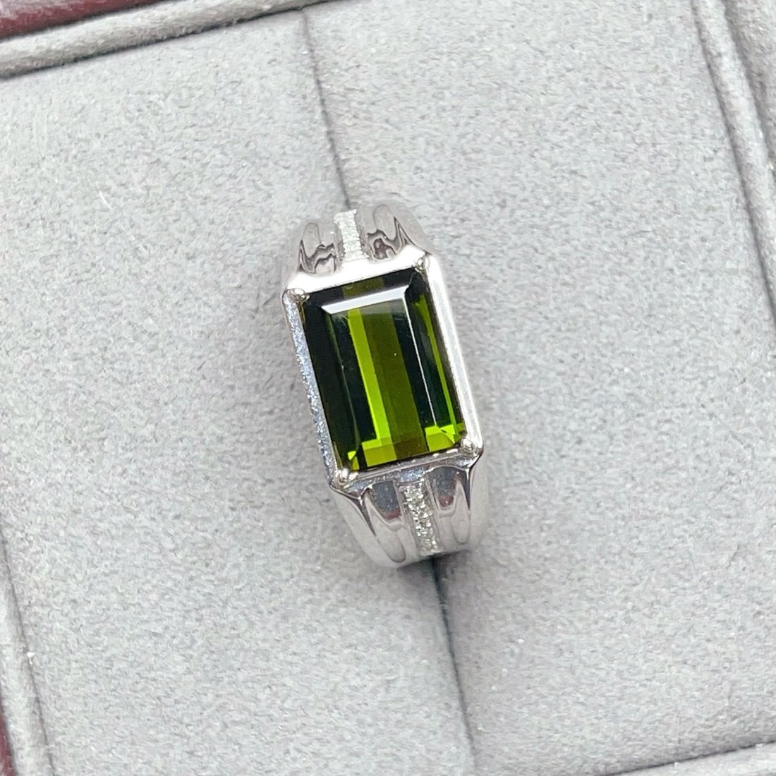 14k Gold 4.19 Ctw Natural Tourmaline & Diamond & Men¡¯s Ring - 3