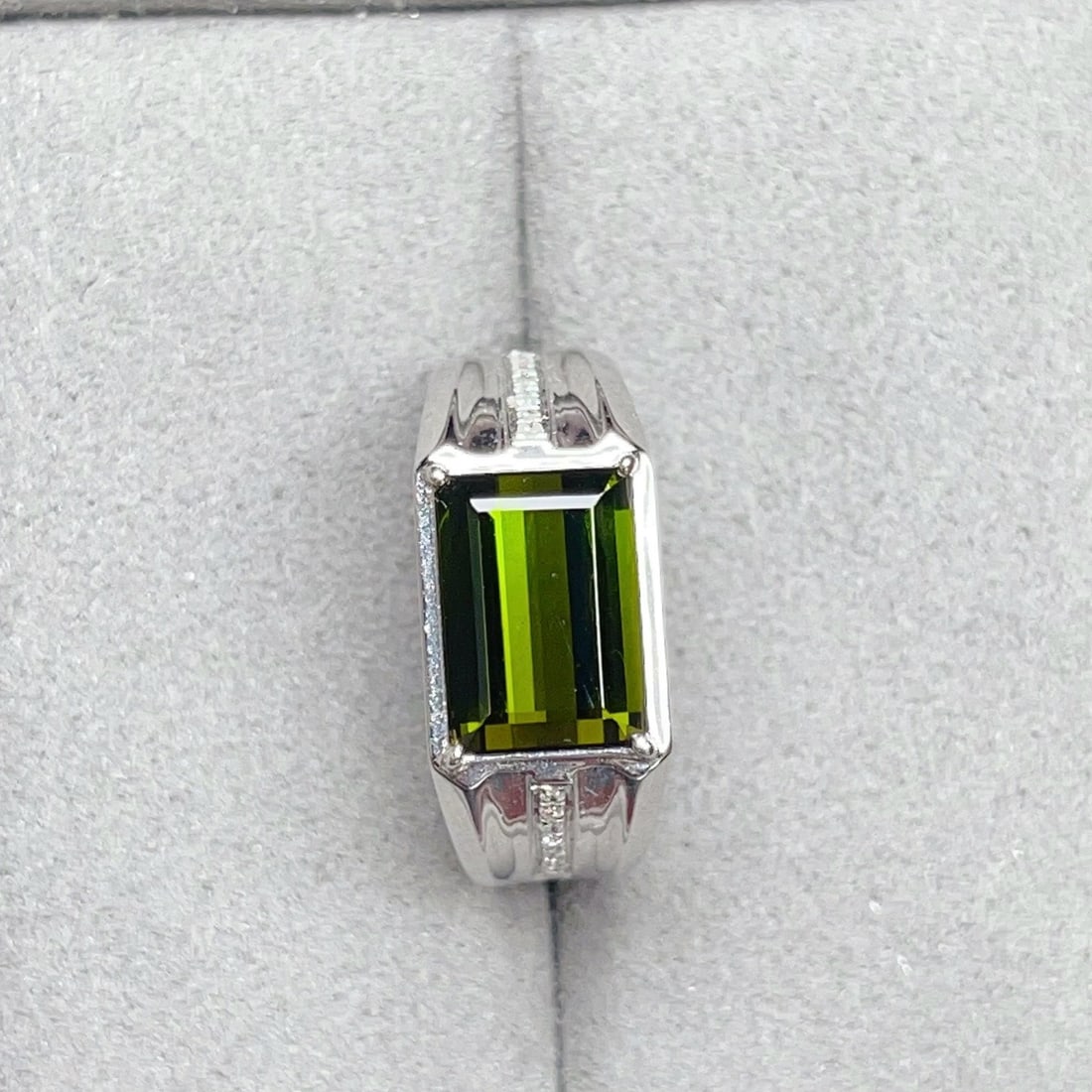 14k Gold 4.19 Ctw Natural Tourmaline & Diamond & Men¡¯s Ring - 5