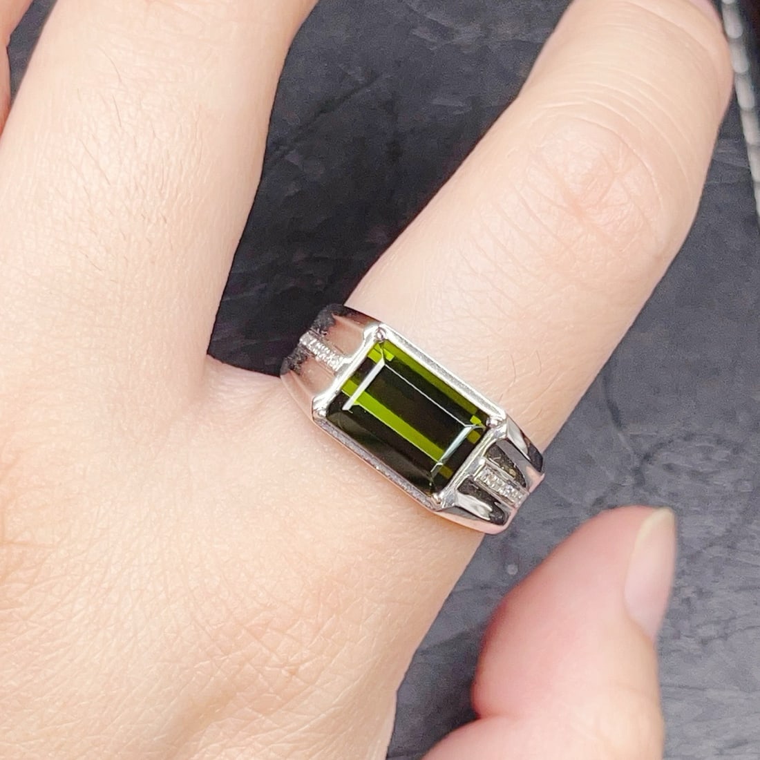 14k Gold 4.19 Ctw Natural Tourmaline & Diamond & Men¡¯s Ring - 6