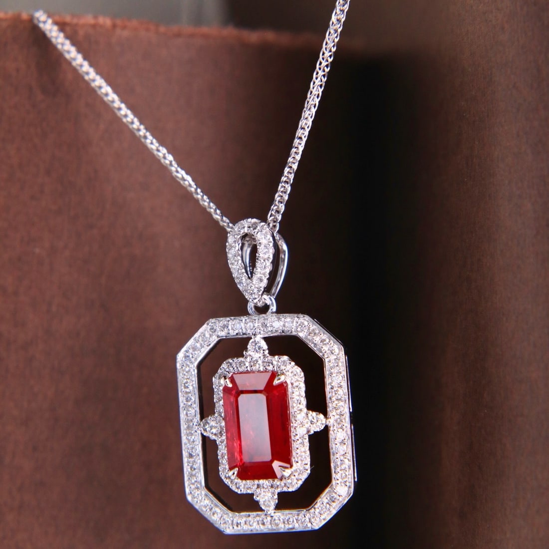 14k Gold 1.38 Ctw Vivid Red Natural Ruby & Diamond Necklace - 6