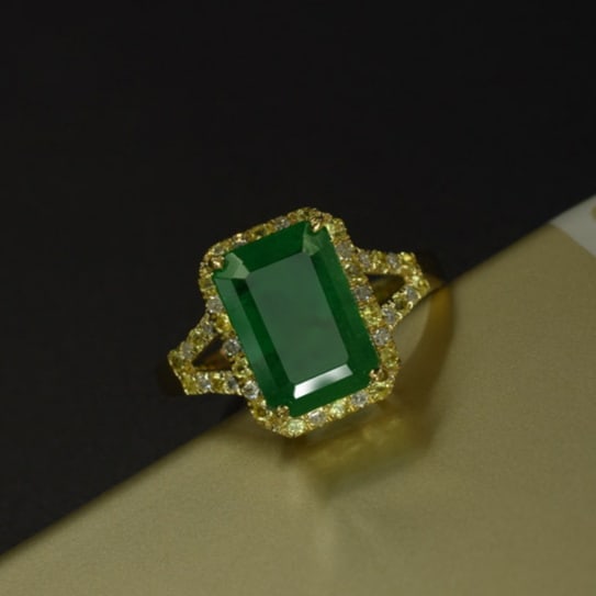 14k Gold 3.55 Ctw Natural Emerald & Diamond Ring - 4