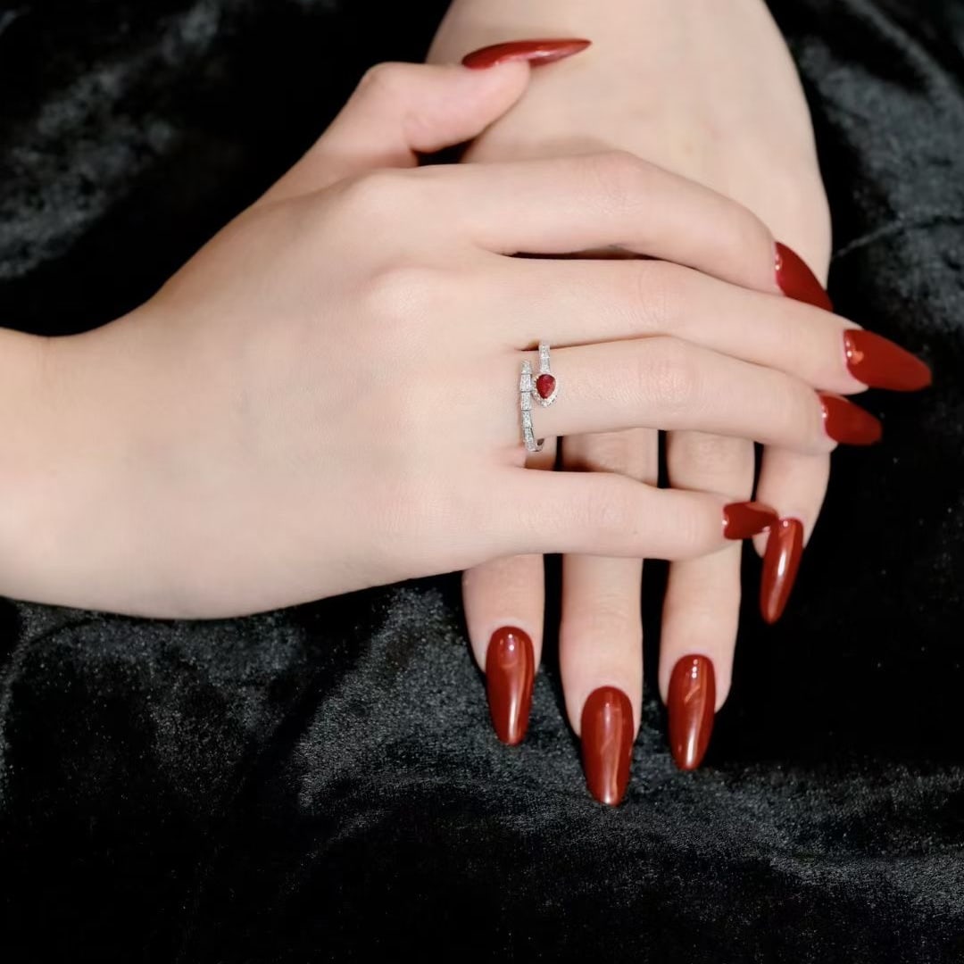 14k Gold 0.45 Ctw Natural Ruby & Diamond & Snake Ring - 4