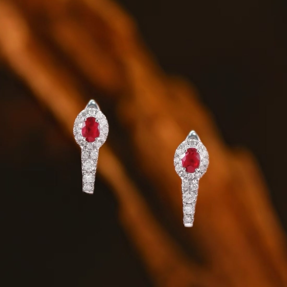 14k Gold 0.7 Ctw Natural Ruby & Diamond Earrings: Ref:231167097 // gold content:14k gold // main gemstone:ruby // shape:oval // carat weight:0. 4ct // color:red // treatment:natural // // adjacent gemstone 2 : diamond // shape:round // carat weight:0