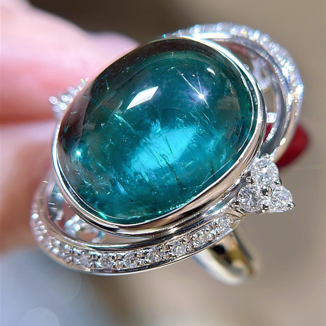 14k Gold 21.59 Ctw Natural Tourmaline & Diamond Ring - 4