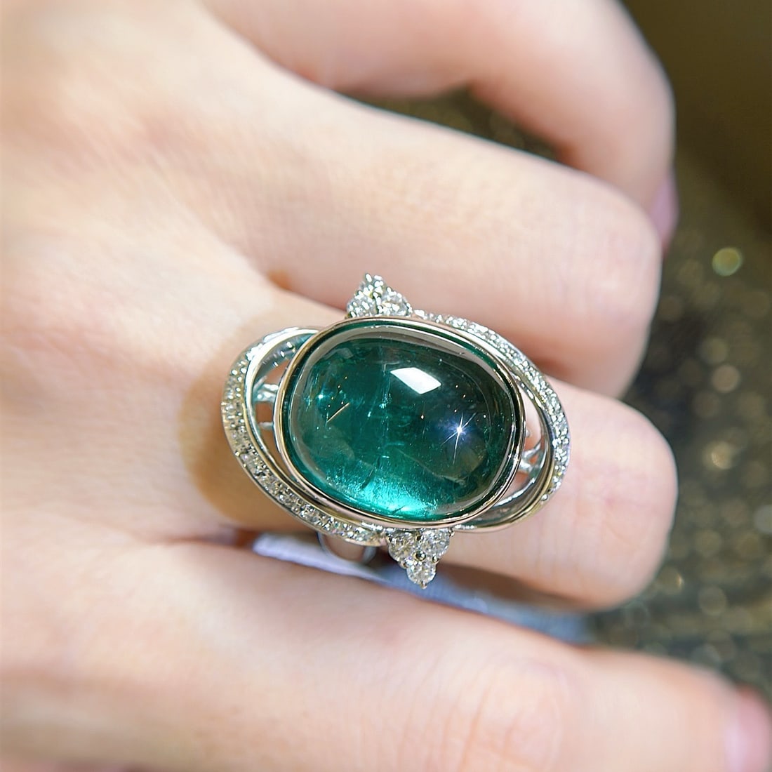 14k Gold 21.59 Ctw Natural Tourmaline & Diamond Ring - 5