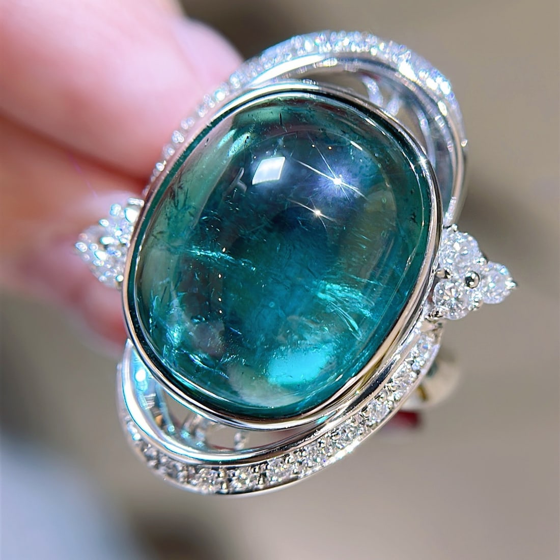 14k Gold 21.59 Ctw Natural Tourmaline & Diamond Ring - 8