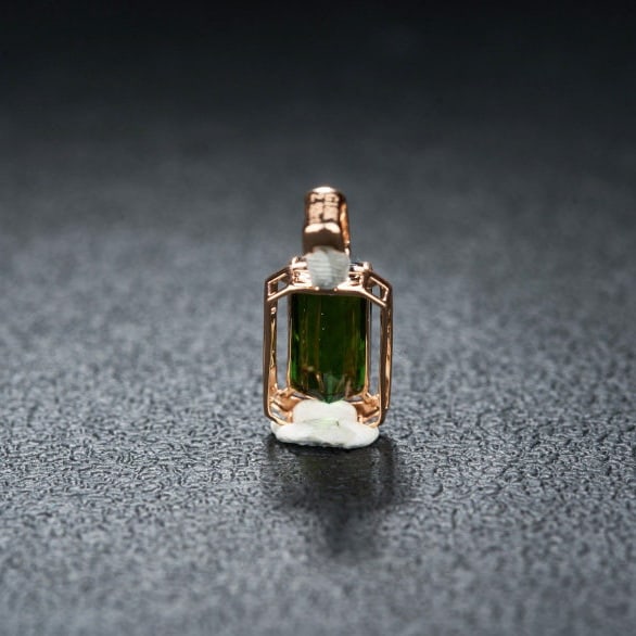 14k Gold 2.92 Ct Natural Tourmaline & Diamond Pendant( Without Chain ) - 5