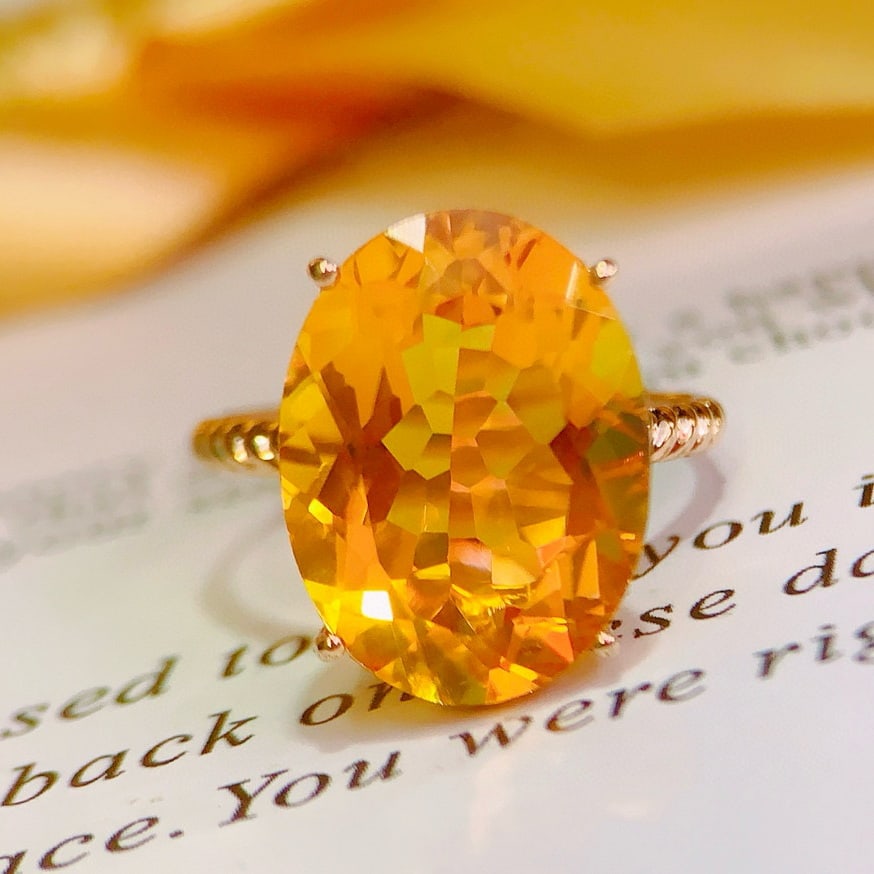 14k Gold 8.2 Ct Natural Citrine Ring: Ref:231167120 // gold content:14k gold // ring size:7. 25us // // main gemstone:citrine // shape:oval // carat weight:8. 2ct // color:yellow // treatment:natural // Condition: New Low Estimate: