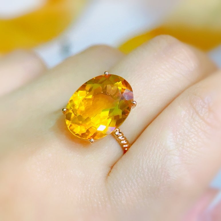 14k Gold 8.2 Ct Natural Citrine Ring - 4