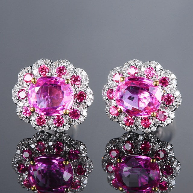 14k Gold 2.92 Ctw Natural Sapphire & Sapphire Earrings - 2