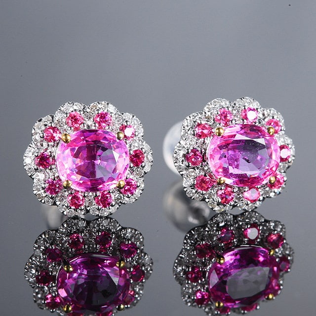 14k Gold 2.92 Ctw Natural Sapphire & Sapphire Earrings - 3