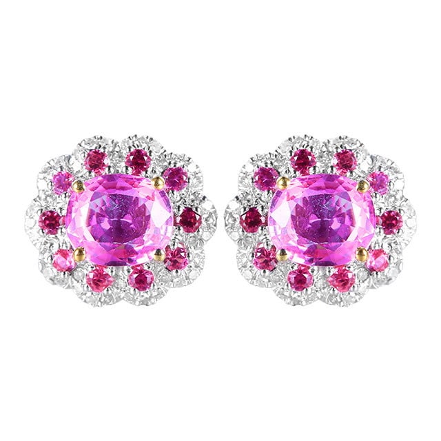 14k Gold 2.92 Ctw Natural Sapphire & Sapphire Earrings - 5