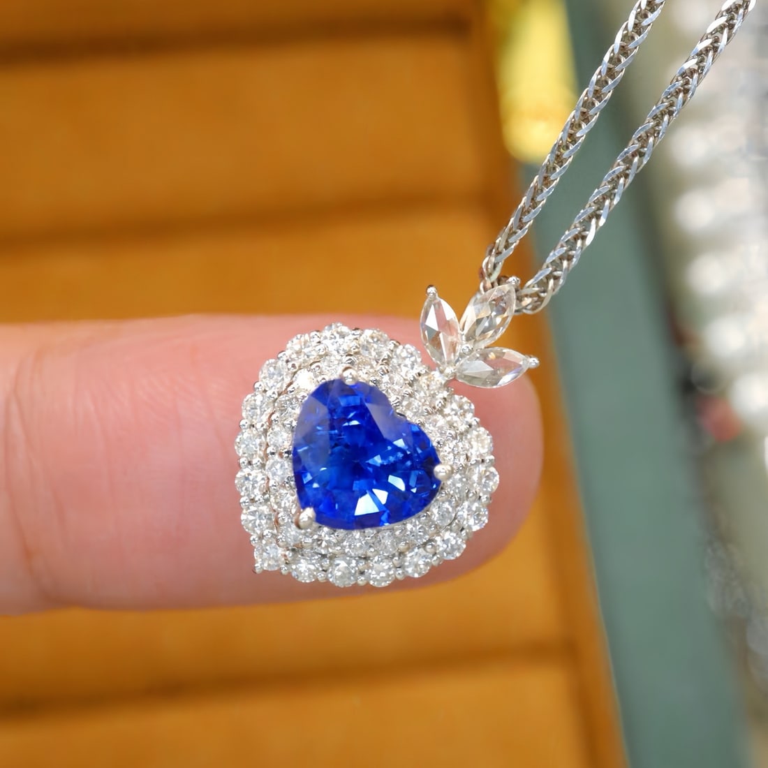 14k Gold 2.09 Ctw Natural Sapphire & Diamond Pendant( Without Chain ) - 3