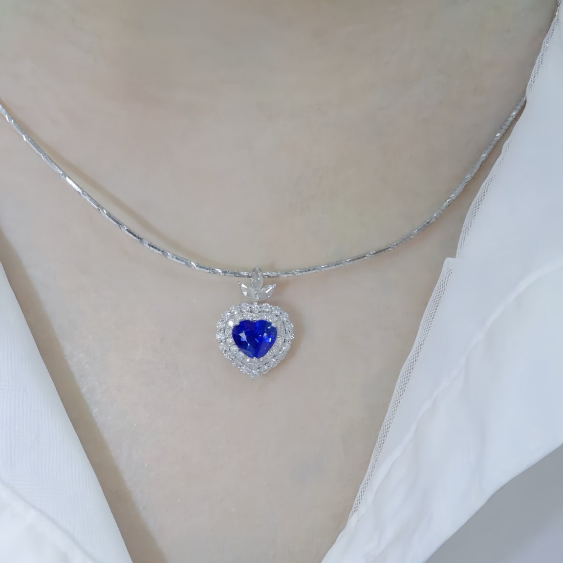 14k Gold 2.09 Ctw Natural Sapphire & Diamond Pendant( Without Chain ) - 5