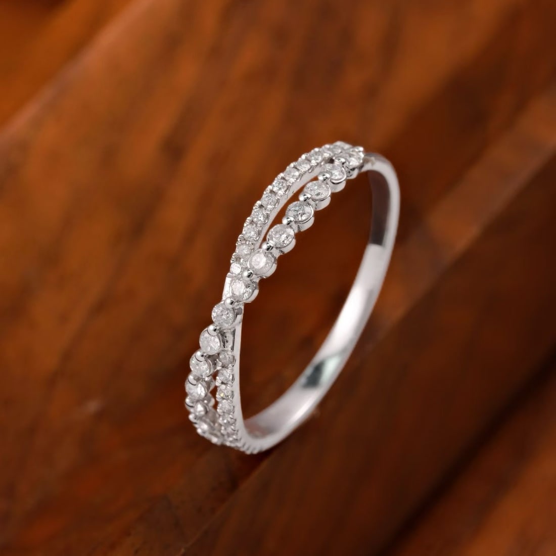 14k Gold 0.5 Ct Natural H Diamond Ring - 2