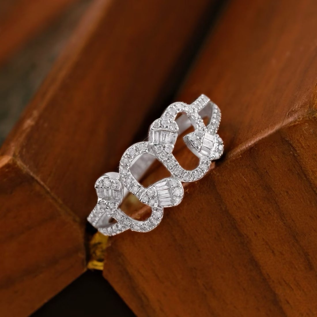14k Gold 0.45 Ct Natural H Diamond Ring - 4