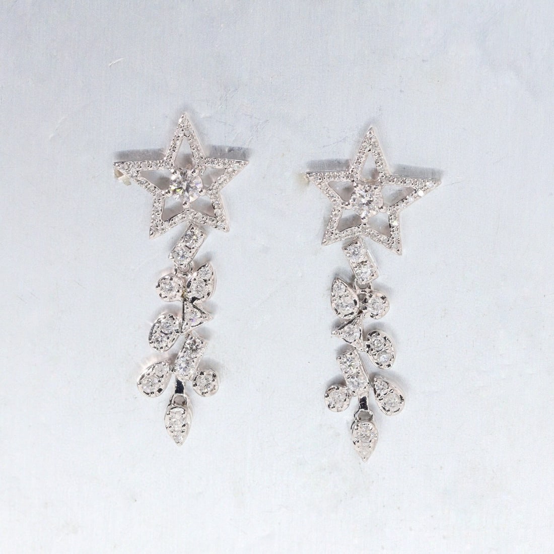 14k Gold 0.84 Ct Natural H Diamond Earrings - 7