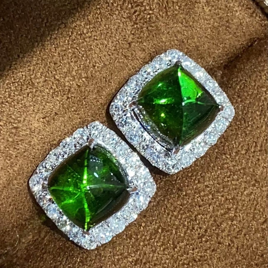 14k Gold 6.55 Ctw Natural Tourmaline & Diamond Earrings - 2