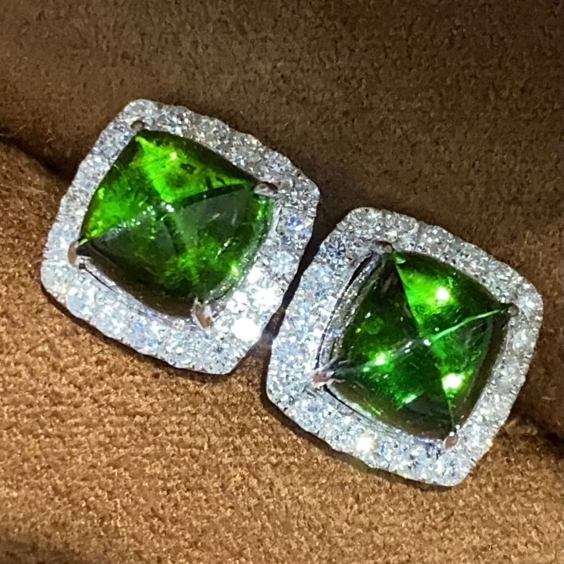 14k Gold 6.55 Ctw Natural Tourmaline & Diamond Earrings - 3