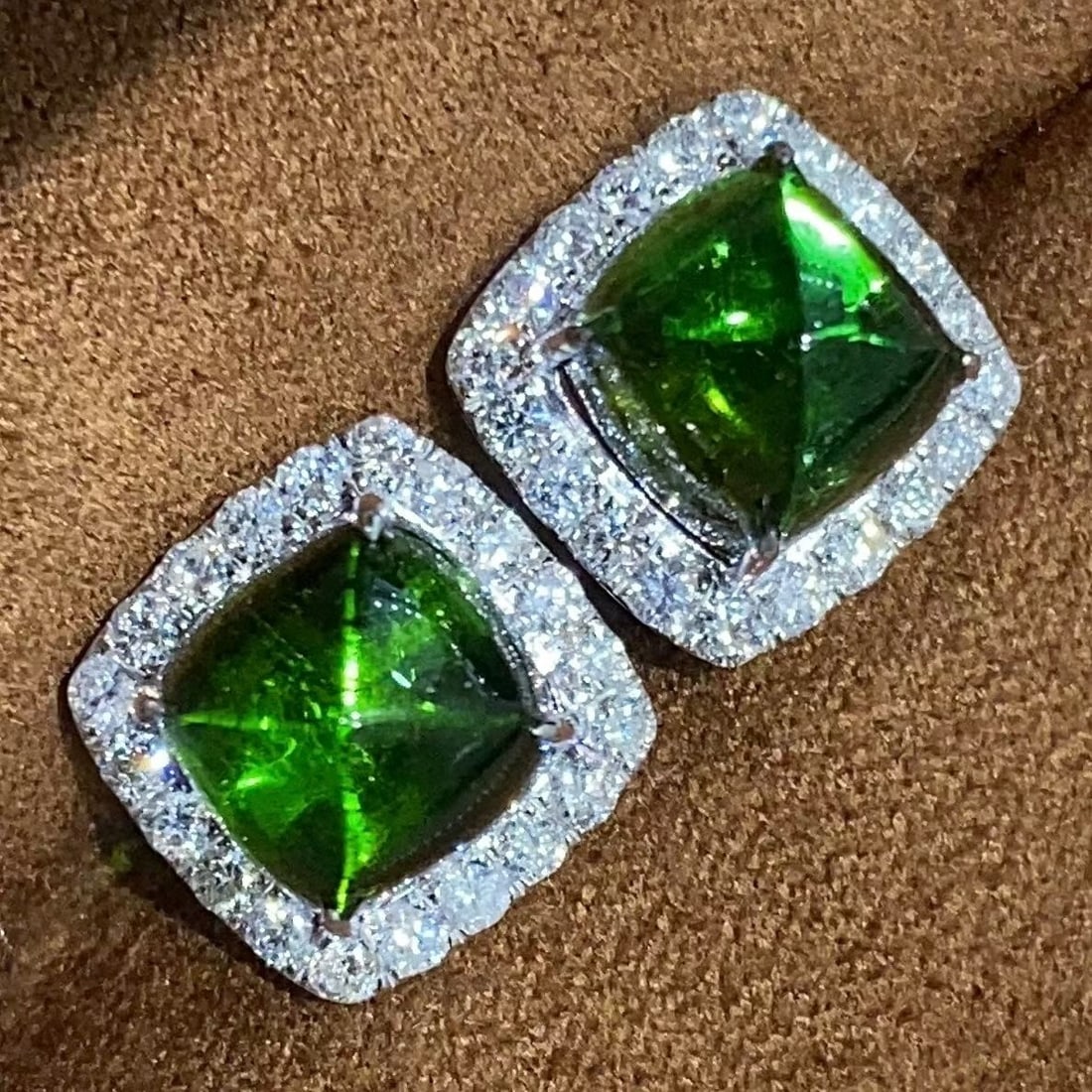 14k Gold 6.55 Ctw Natural Tourmaline & Diamond Earrings - 5