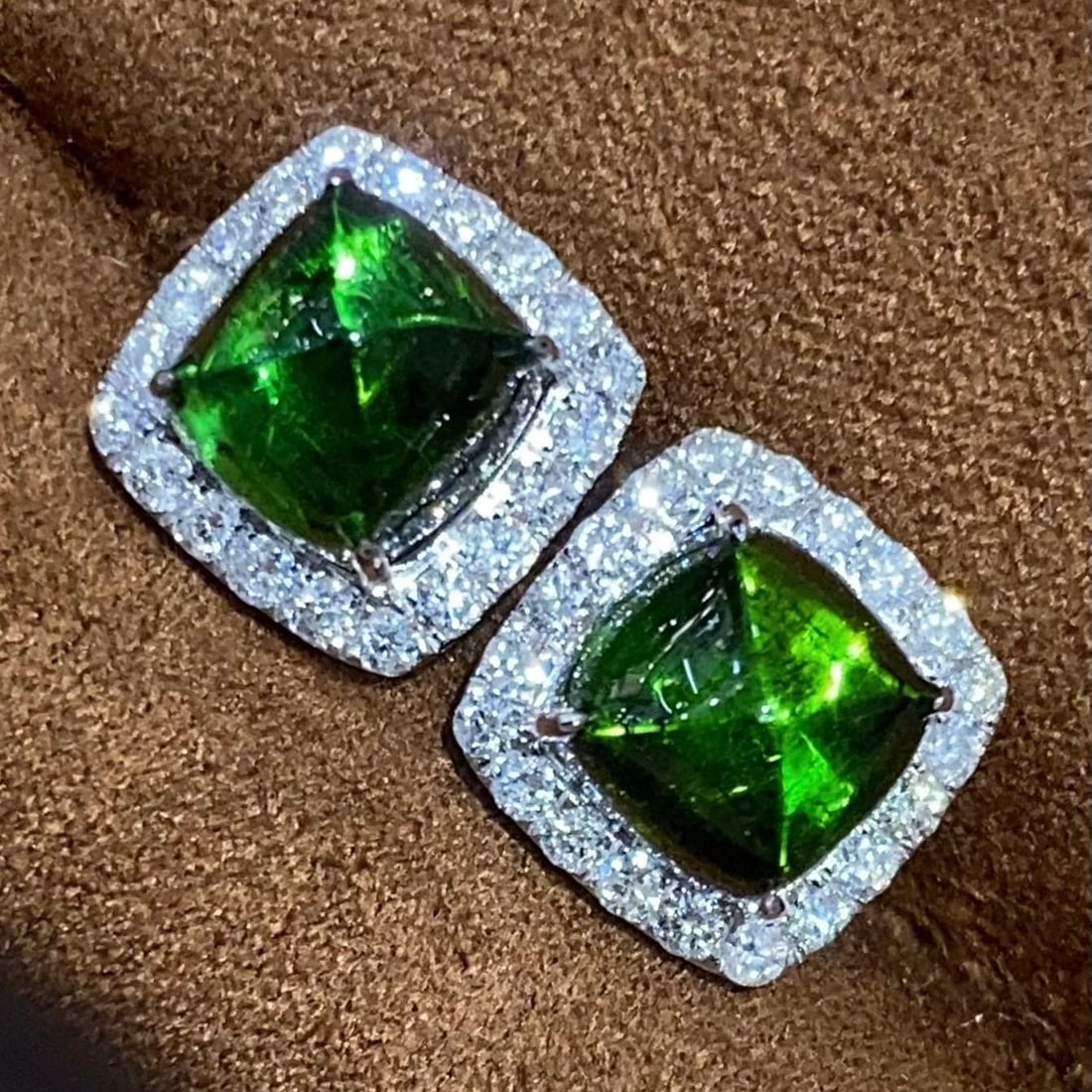 14k Gold 6.55 Ctw Natural Tourmaline & Diamond Earrings - 6