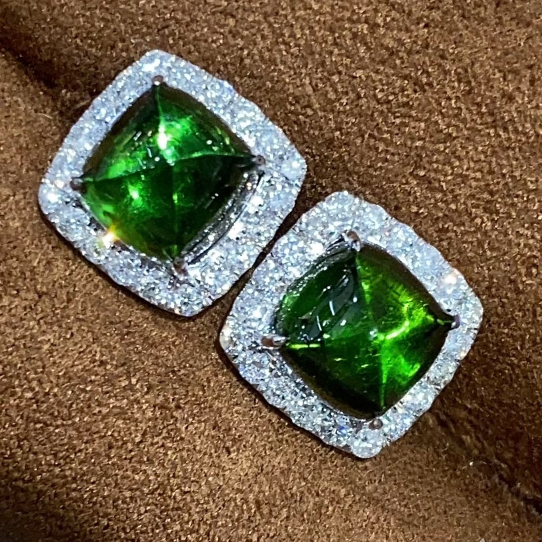 14k Gold 6.55 Ctw Natural Tourmaline & Diamond Earrings - 7