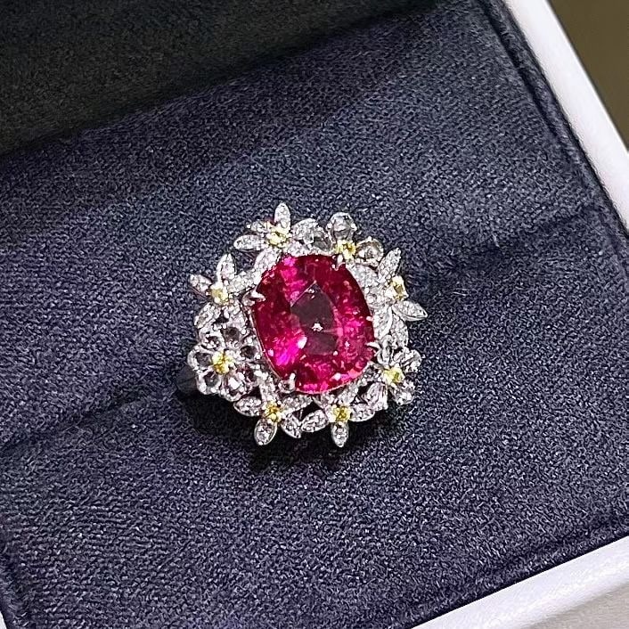14k Gold 4.00 Ctw Natural Tourmaline & Sapphire Ring - 2