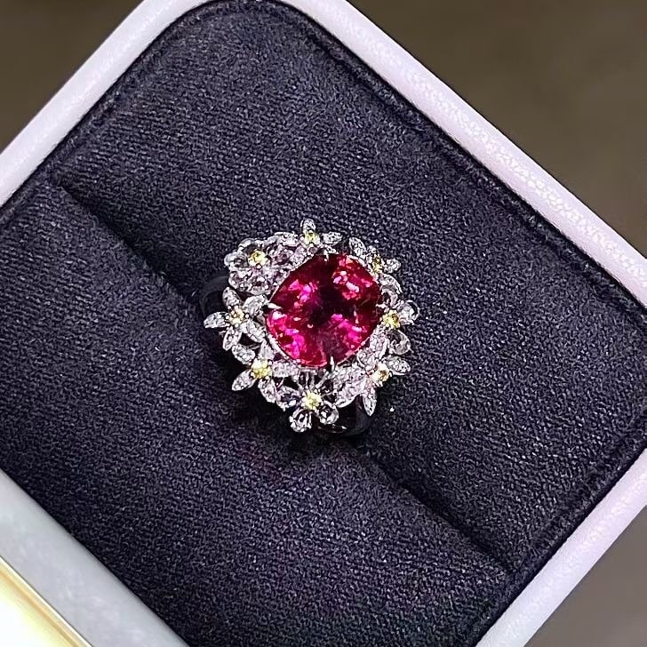 14k Gold 4.00 Ctw Natural Tourmaline & Sapphire Ring - 4