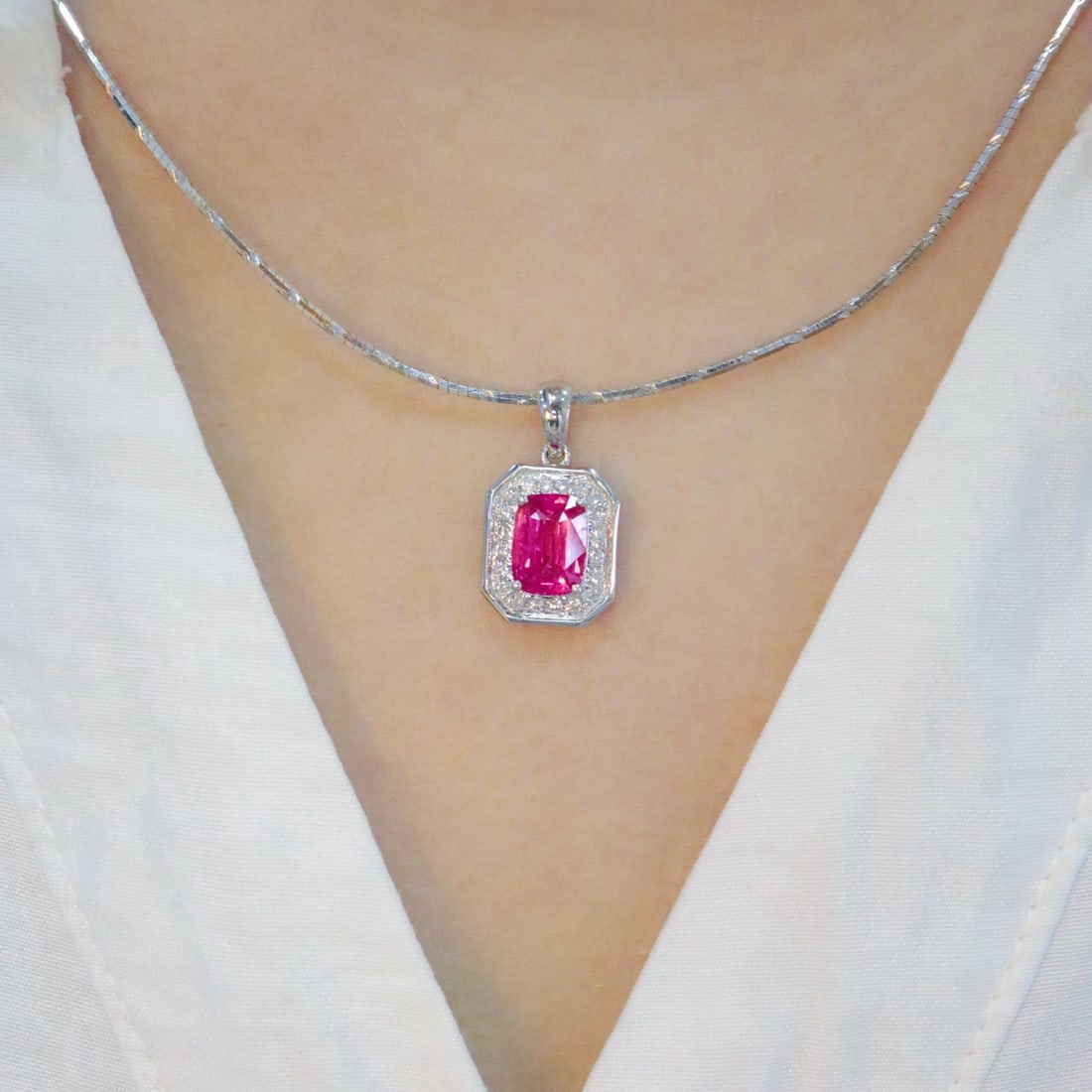 14k Gold 1.75 Ctw Natural Spinel & Diamond Pendant( Without Chain ) - 5