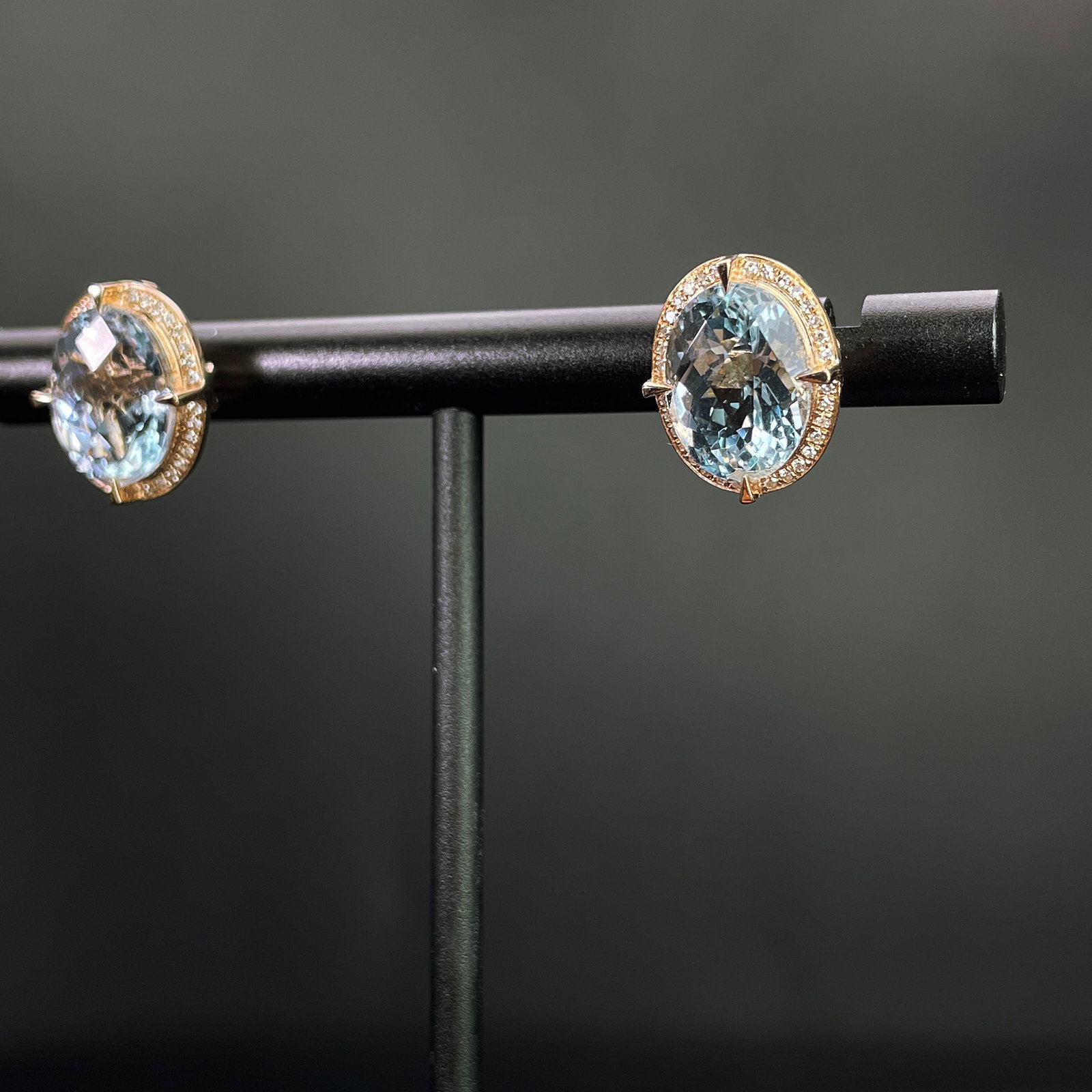 14k Gold 3.74 Ctw Natural Aquamarine & Diamond Earrings - 2