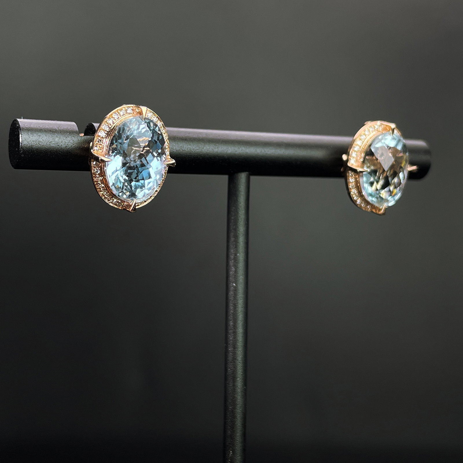 14k Gold 3.74 Ctw Natural Aquamarine & Diamond Earrings - 3