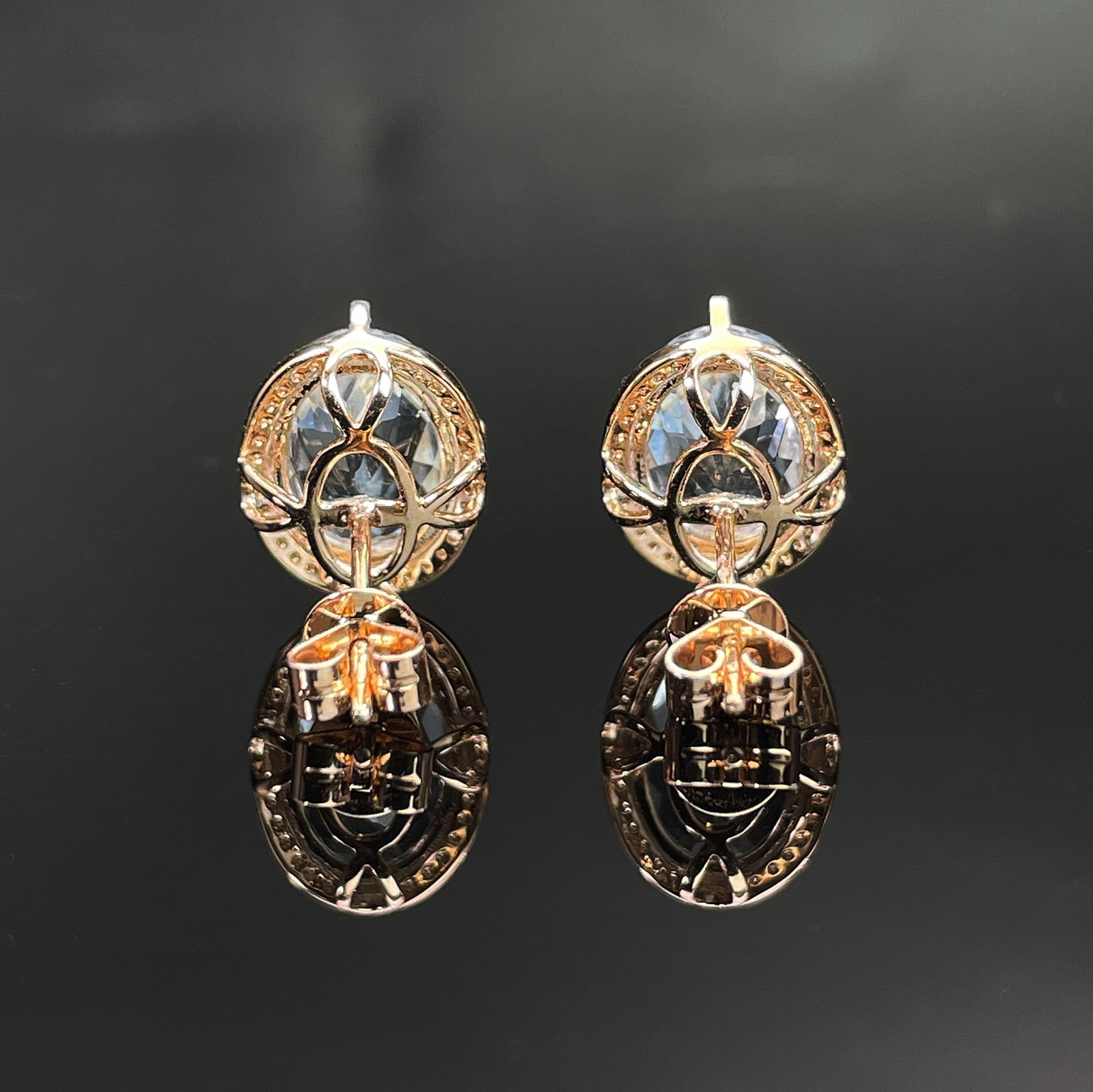 14k Gold 3.74 Ctw Natural Aquamarine & Diamond Earrings - 4
