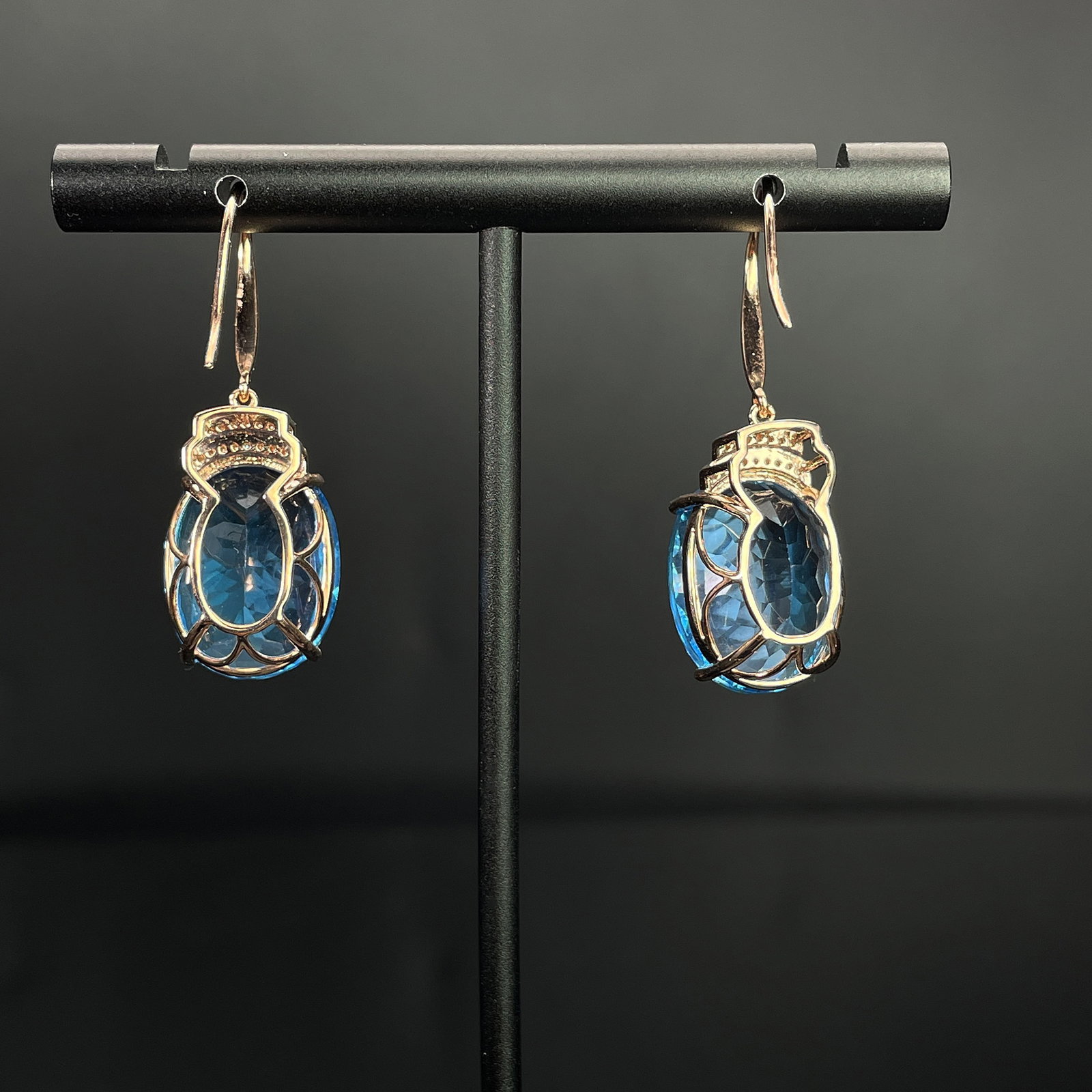 14k Gold 21.87 Ctw Natural Topaz & Diamond Earrings - 4