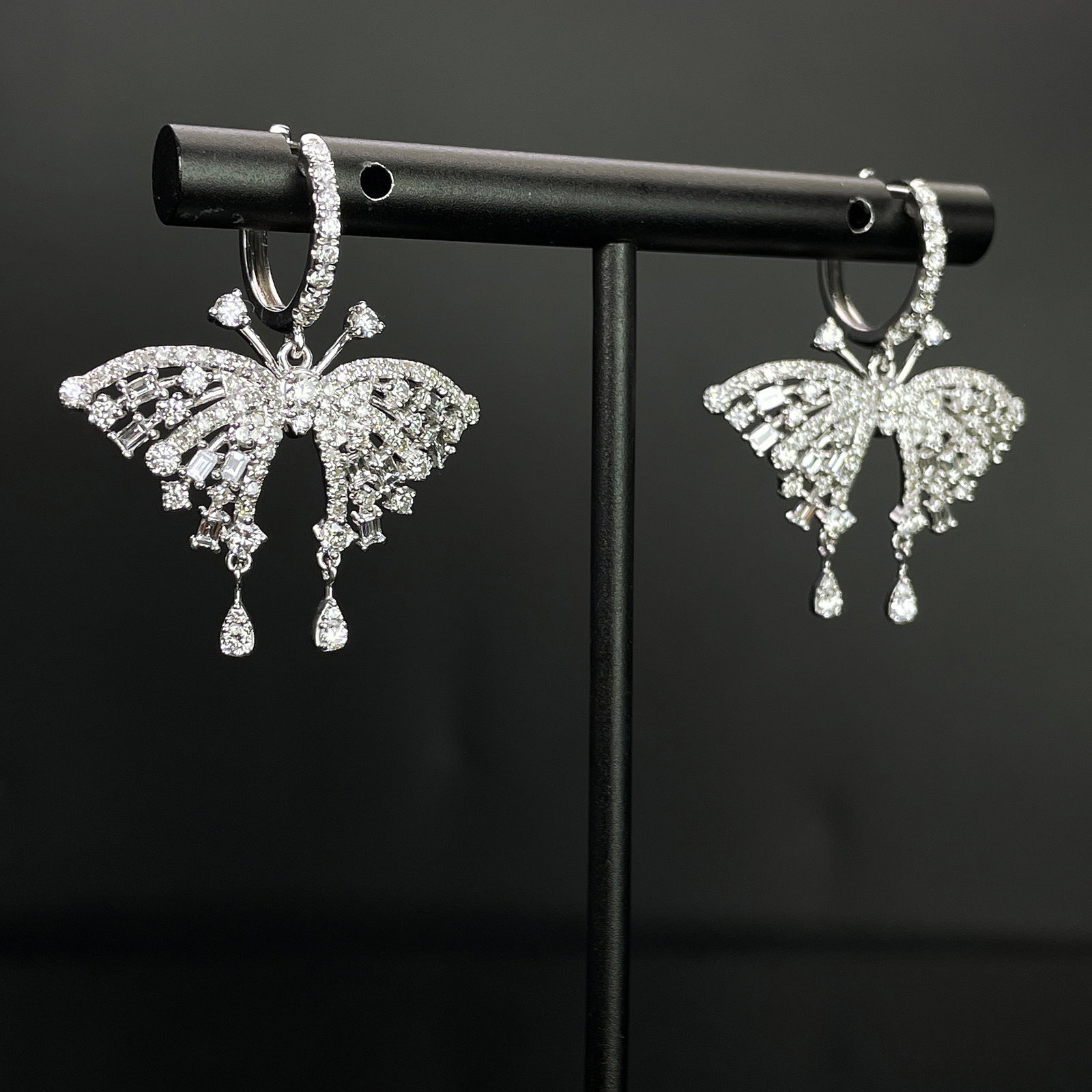 14k Gold 1.38 Ct Natural H Diamond & Butterfly Earrings - 3