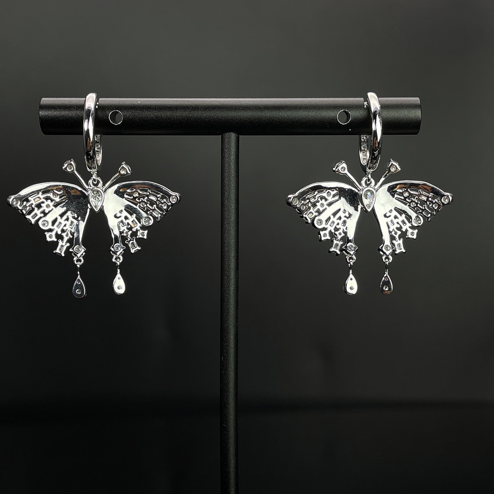 14k Gold 1.38 Ct Natural H Diamond & Butterfly Earrings - 4