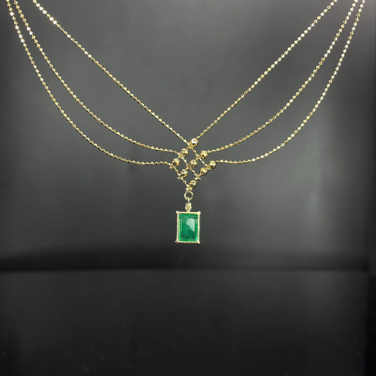 14k Gold 2.05 Ctw Natural Emerald & Diamond Necklace - 4