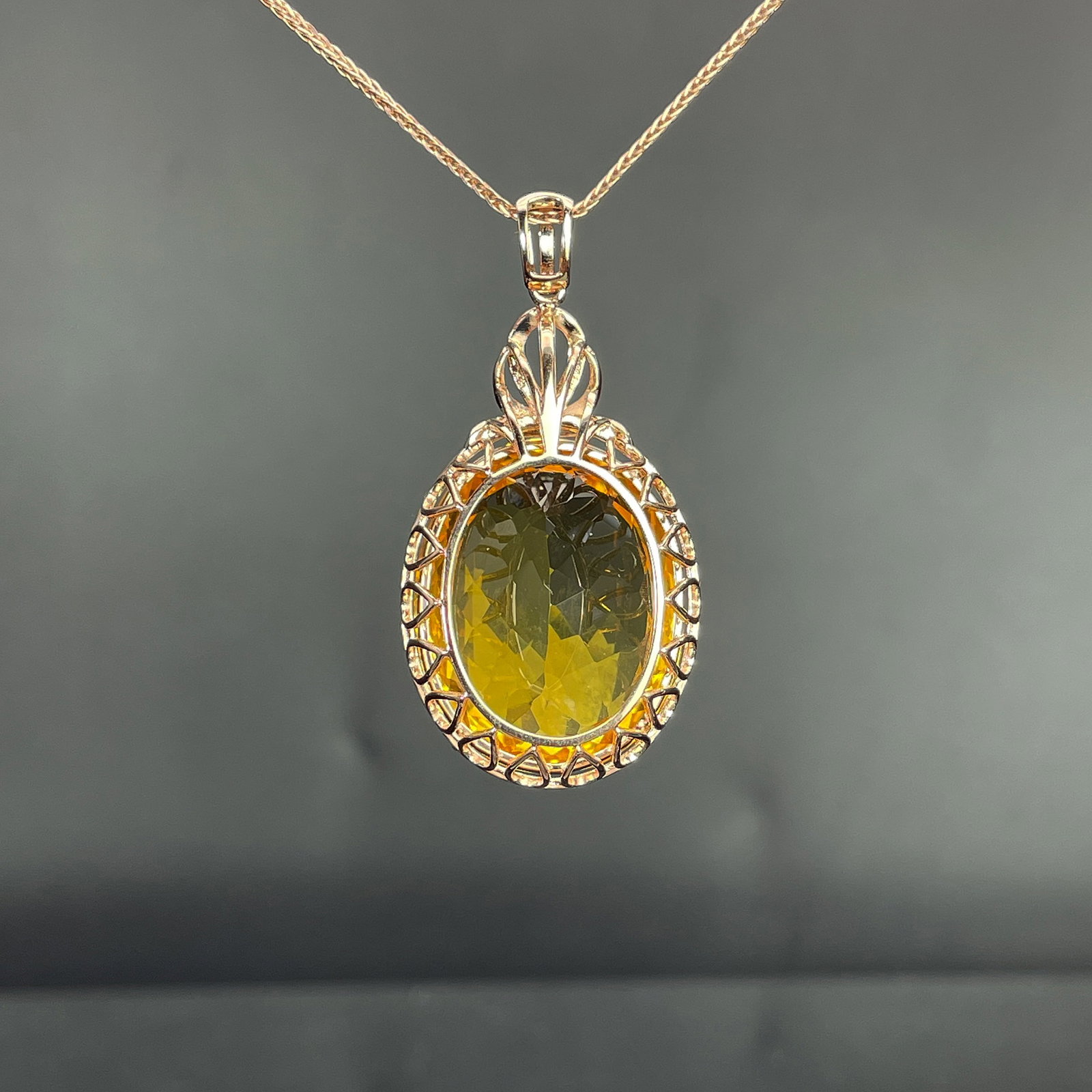 14k Gold 31.45 Ctw Natural Citrine & Diamond Pendant( Without Chain ) - 4