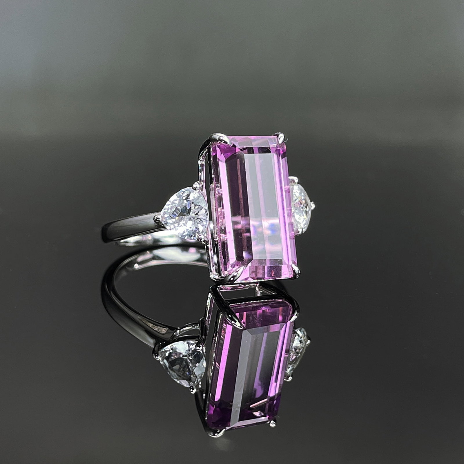 14k Gold 5.72 Ctw Natural Kunzite & Sapphire Ring - 3