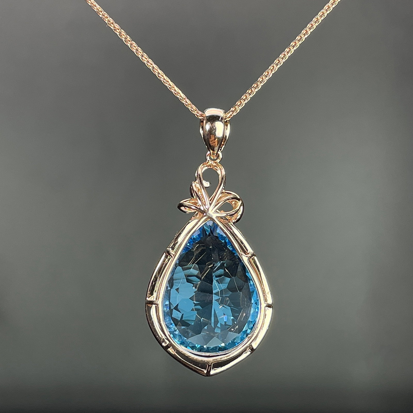14k Gold 23.79 Ctw Natural Topaz & Diamond Pendant( Without Chain ) - 4