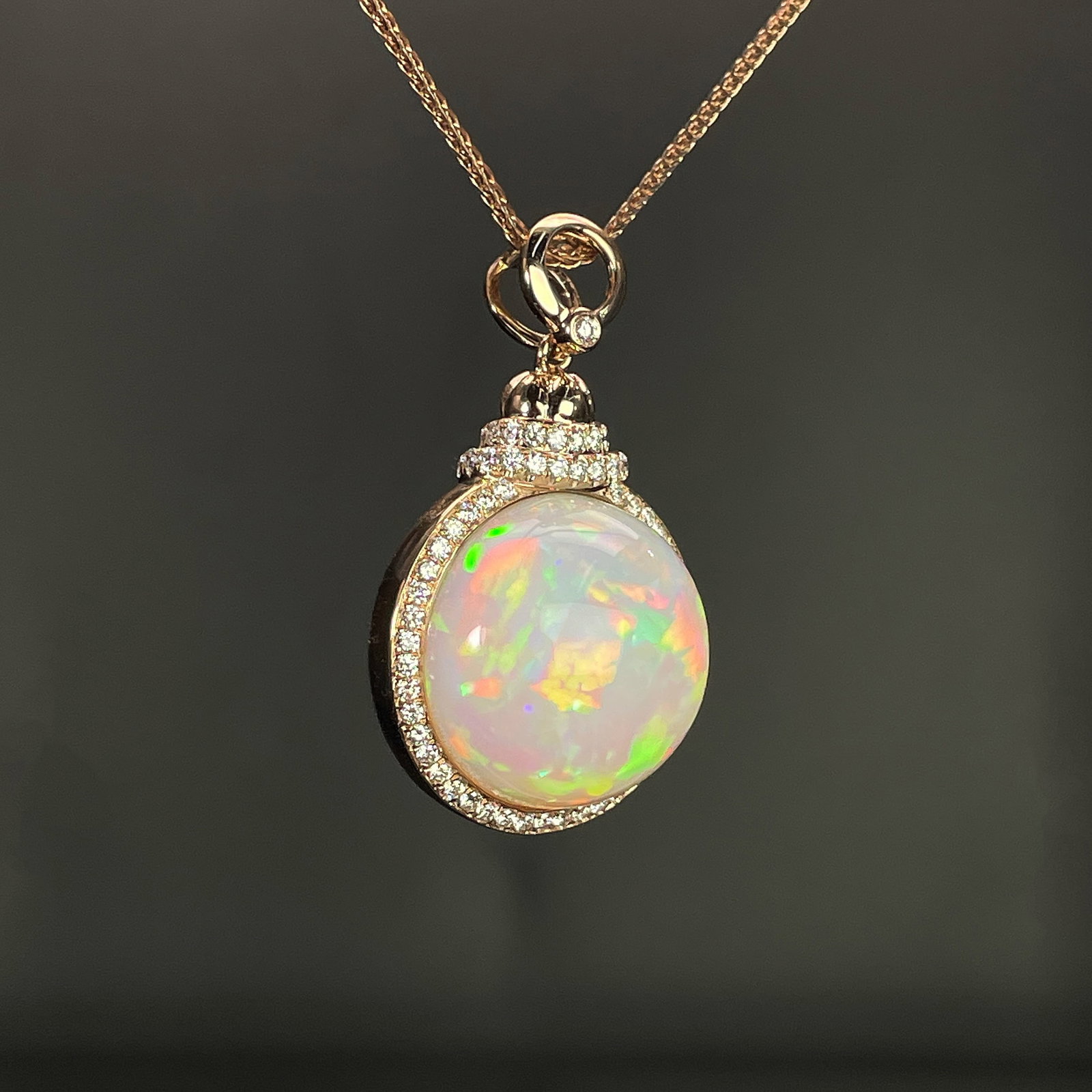 14k Gold 14.85 Ctw Natural Opal & Diamond Pendant( Without Chain ) - 3
