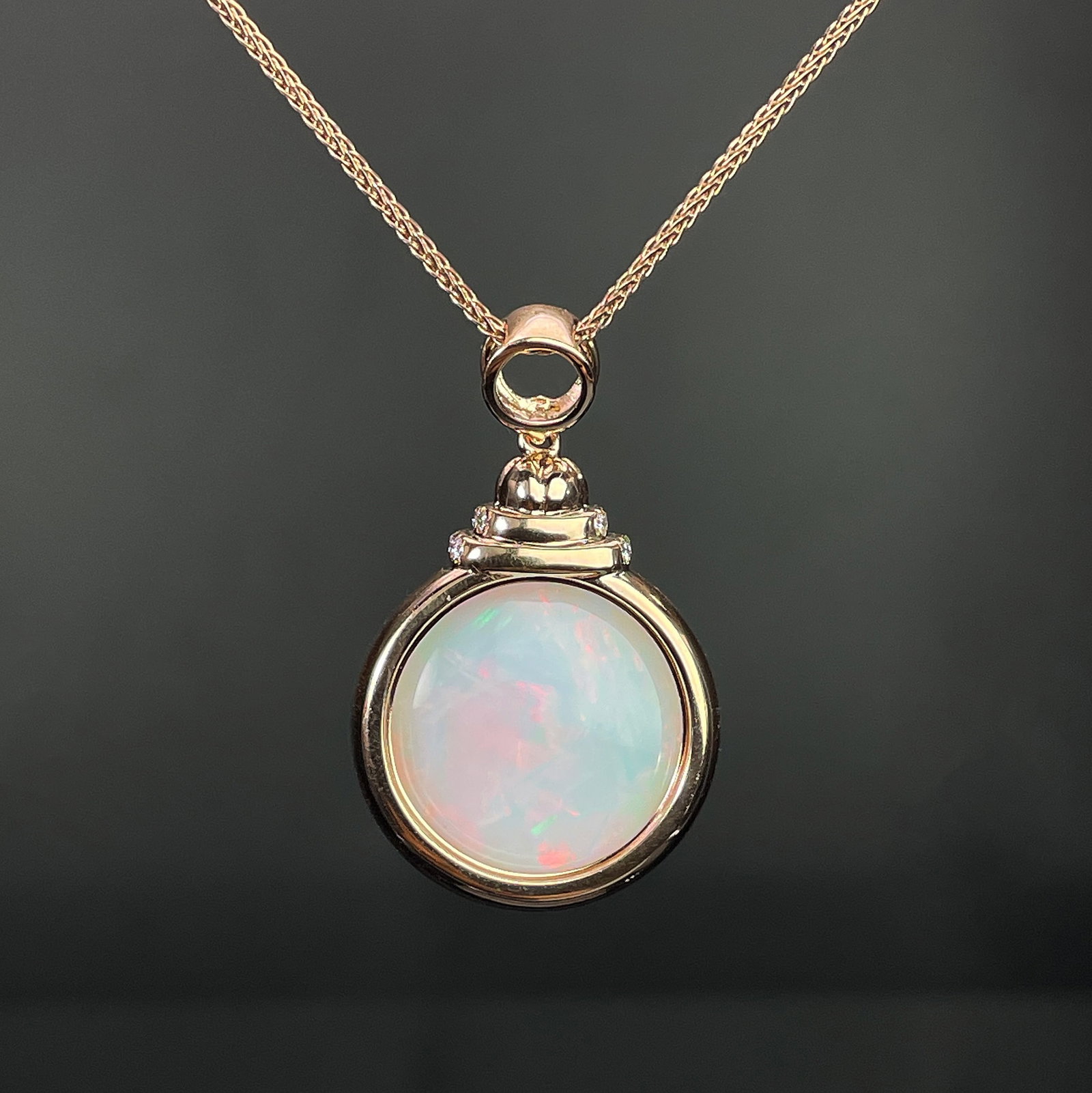 14k Gold 14.85 Ctw Natural Opal & Diamond Pendant( Without Chain ) - 4