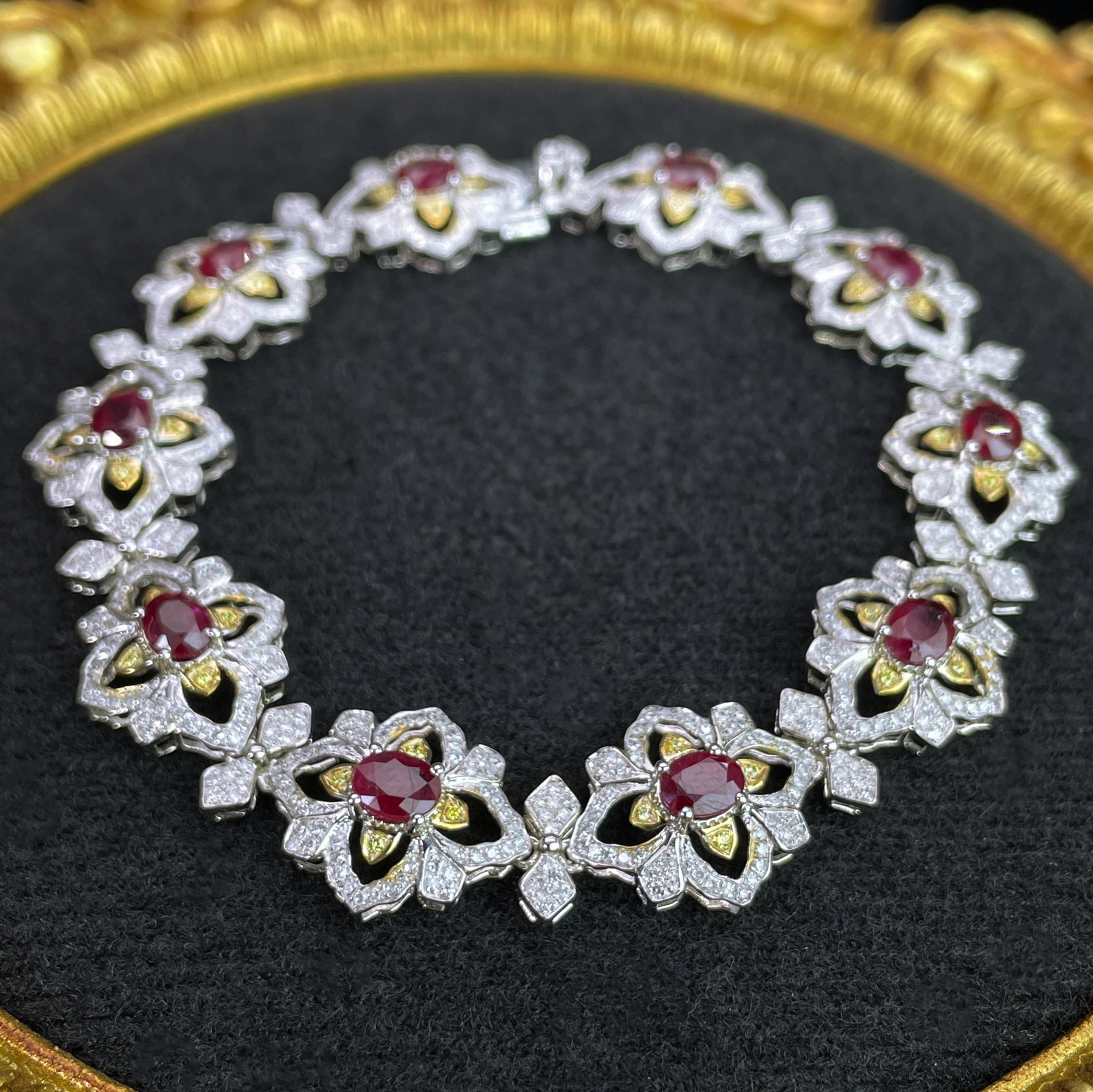 14k Gold 8.84 Ctw Natural Ruby & Diamond Bracelet - 2