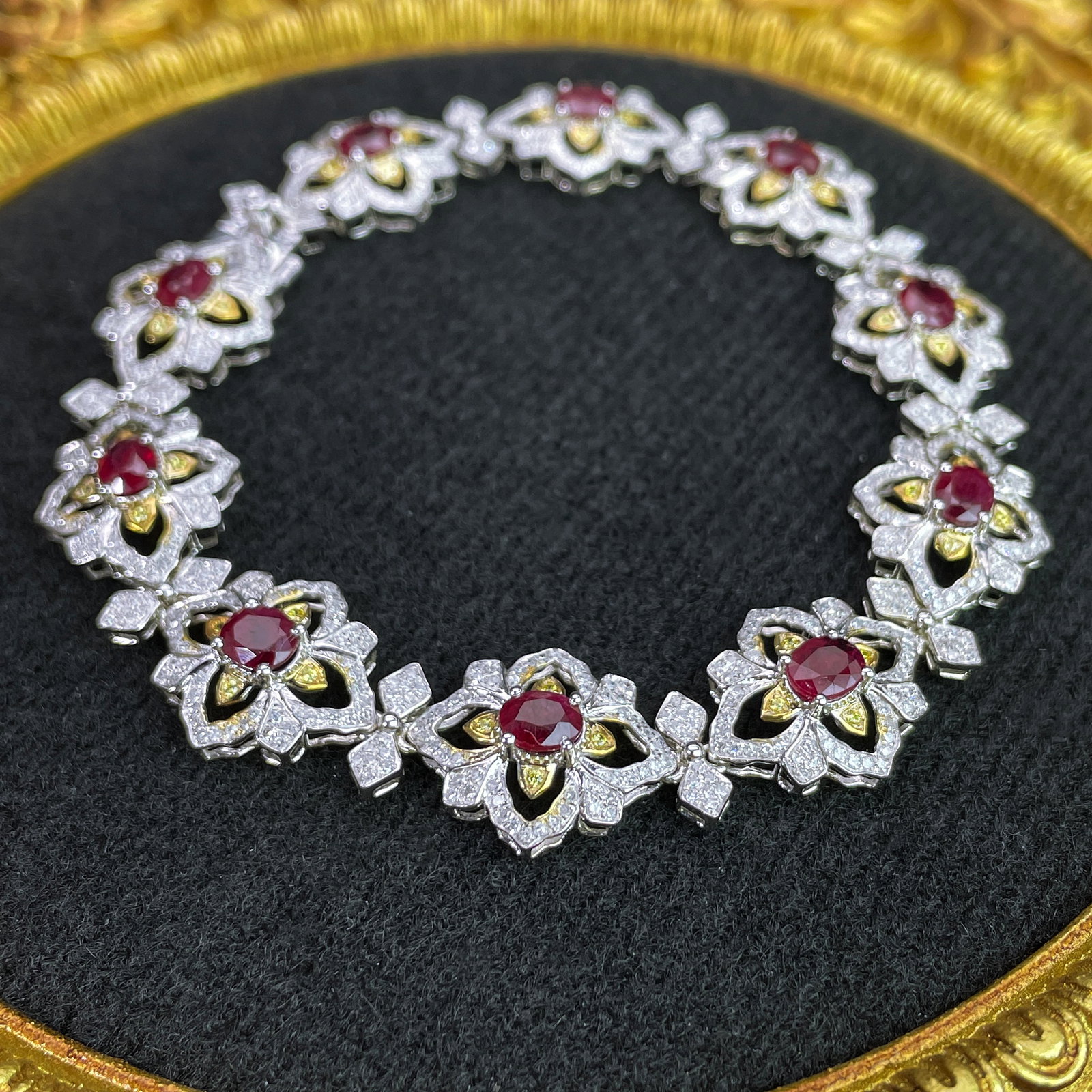 14k Gold 8.84 Ctw Natural Ruby & Diamond Bracelet - 3