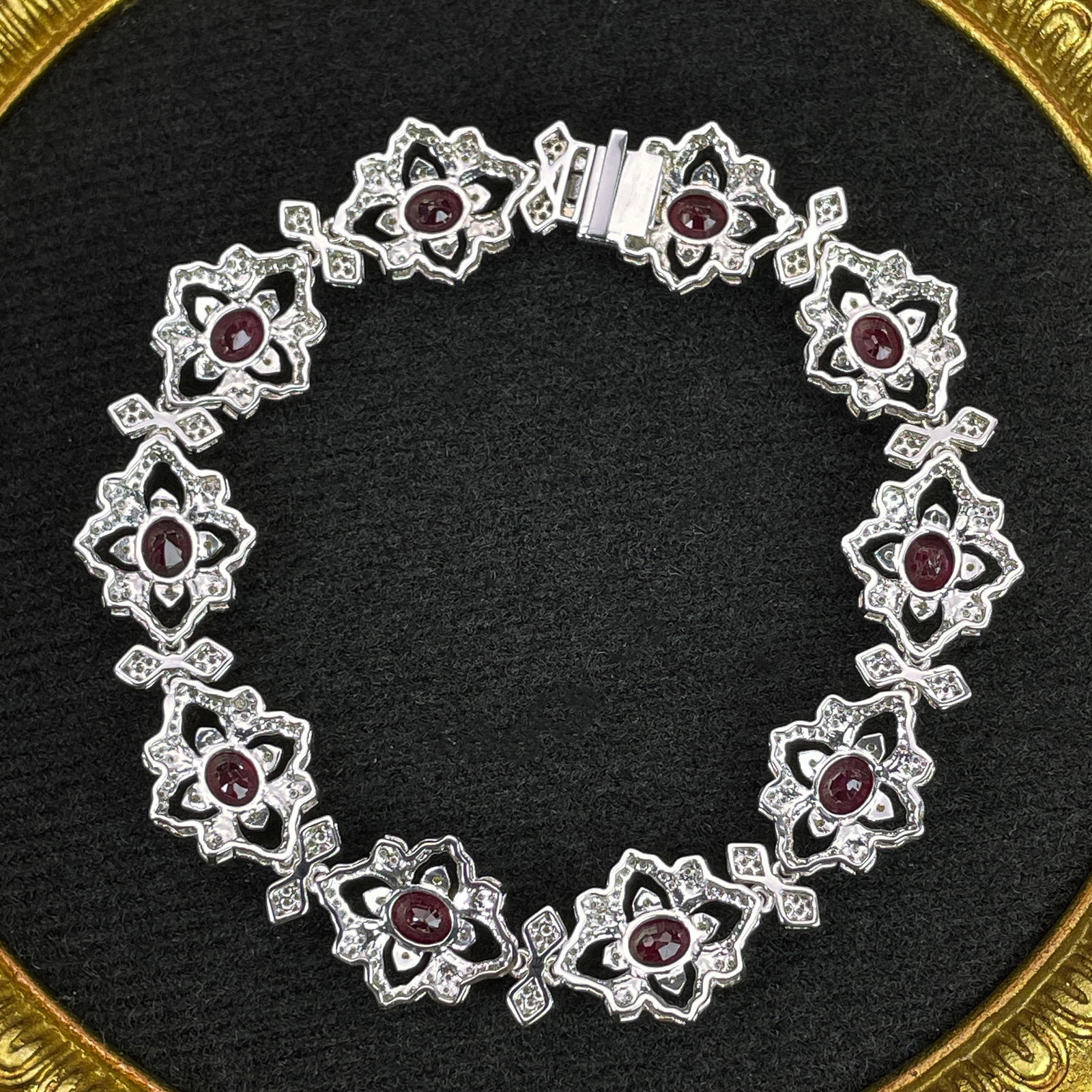 14k Gold 8.84 Ctw Natural Ruby & Diamond Bracelet - 6